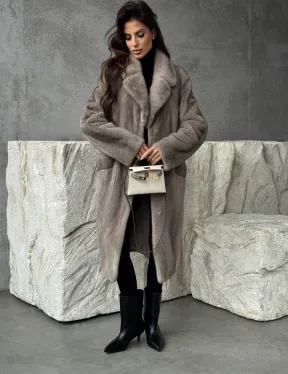 Норковая шуба в сером цвете 