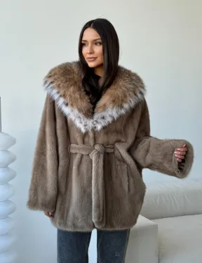 Норка - шуба летучая мышь с капюшоном рысь - фото 9