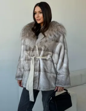Шуба из натуральной норки с капюшоном из рыси - фото 5