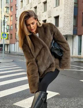 Короткий норковый жакет - цвет соболь - фото 11