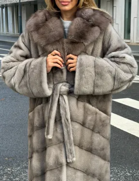 Шуба норковая женская с капюшоном куница - фото 4