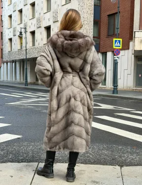 Шуба норковая женская с капюшоном куница - фото 11
