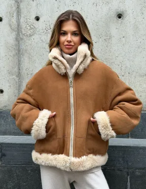 Двухсторонняя короткая дубленка из овчины - фото 12