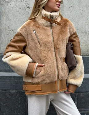 Комбинированная дубленка из овчины и норки - фото 5