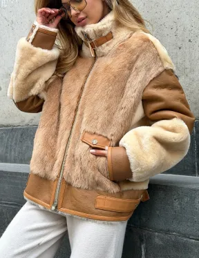 Комбинированная дубленка из овчины и норки - фото 4