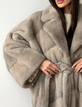 Норковый полушубок в натуральном цвете Silver - фото 1