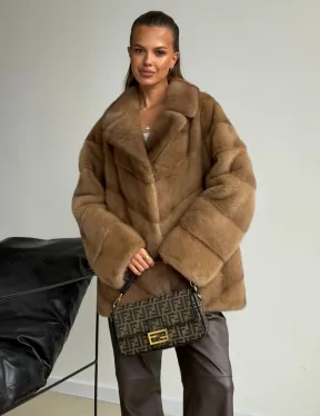 Норковый полушубок - английский воротник - фото 0