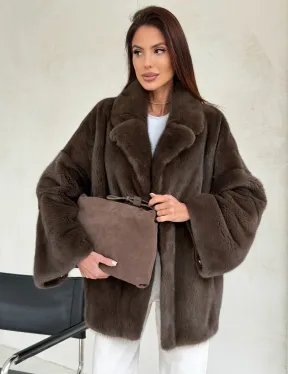 Меховой норковый жакет - английский воротник - фото 6