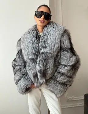 Кроп-полушубок с шалевым воротником из чернобурки - фото 13