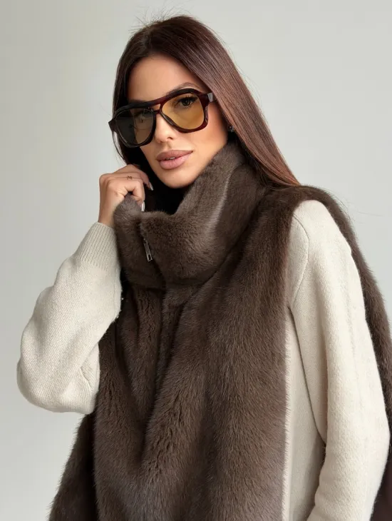 Женская меховая манишка - мех норка - фото 4