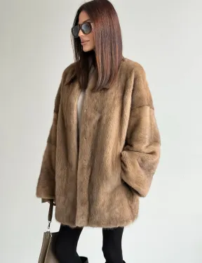 Шуба из аукционного меха норки - пастель - фото 3