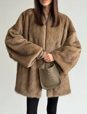 Шуба из аукционного меха норки - пастель - фото 2