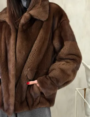 Короткая норковая шуба под соболь - фото 2