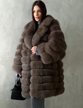 Шуба из песца под соболь - английский воротник - фото 7