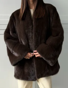 Меховой жакет из норки V- образный воротник - фото 2