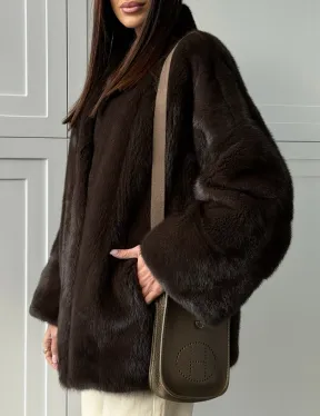 Меховой жакет из норки V- образный воротник - фото 3