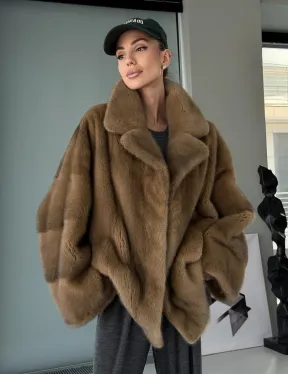 Женский норковый полушубок - английский воротник - фото 10