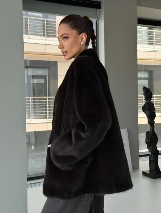 Модный норковый жакет «тренд 2026» Dark Espresso - фото 11