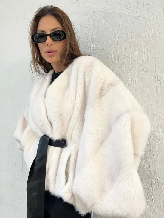 Белое болеро (жакет) из меха норки - фото 2