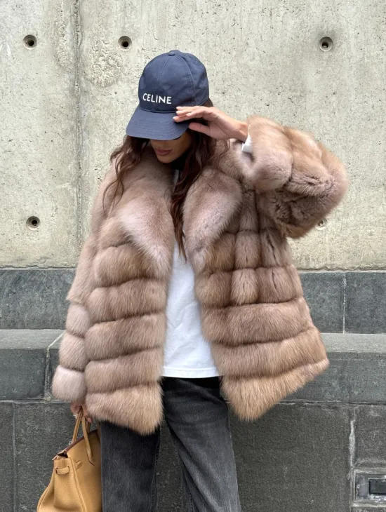 Шуба из меха куницы - цвет Tortora - фото 13