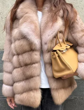 Шуба из меха куницы - цвет Tortora - фото 2