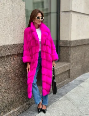 Розовая норковая шуба - фото 0