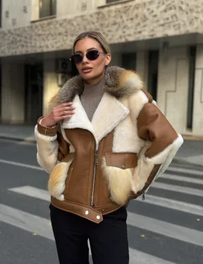 Стильная дубленка из мериноса - цвет кэмел - фото 11