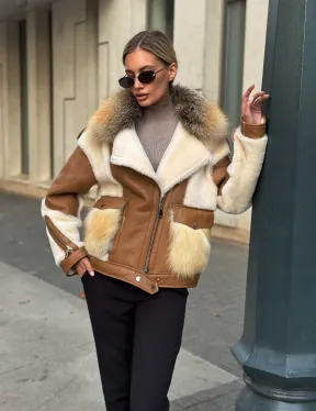 Стильная дубленка из мериноса - цвет кэмел - фото 10