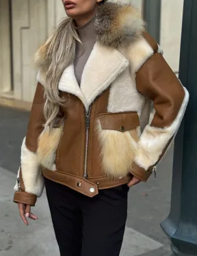 Стильная дубленка из мериноса - цвет кэмел - фото 1