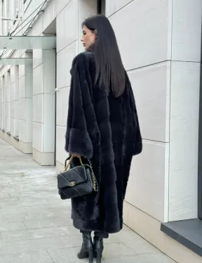 Манто из аукционной норки в цвете графит - фото 8