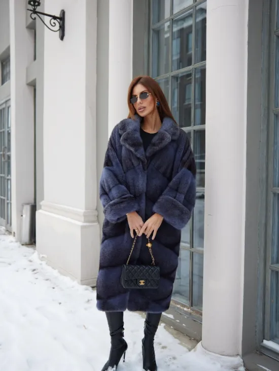 Крестовка кимоно шуба из меха скандинавской норки - фото 4