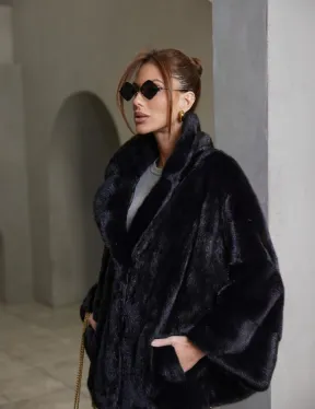 Норковый жакет роспуск - английский воротник -черный - фото 3