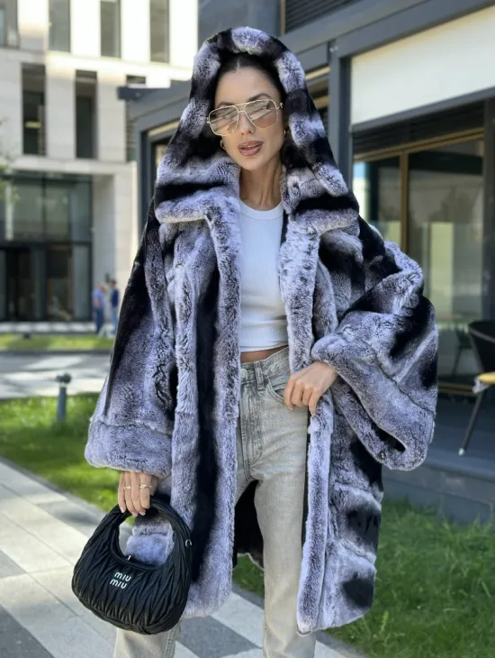 Шуба из кролика рекса - цвет шиншилла - фото 1